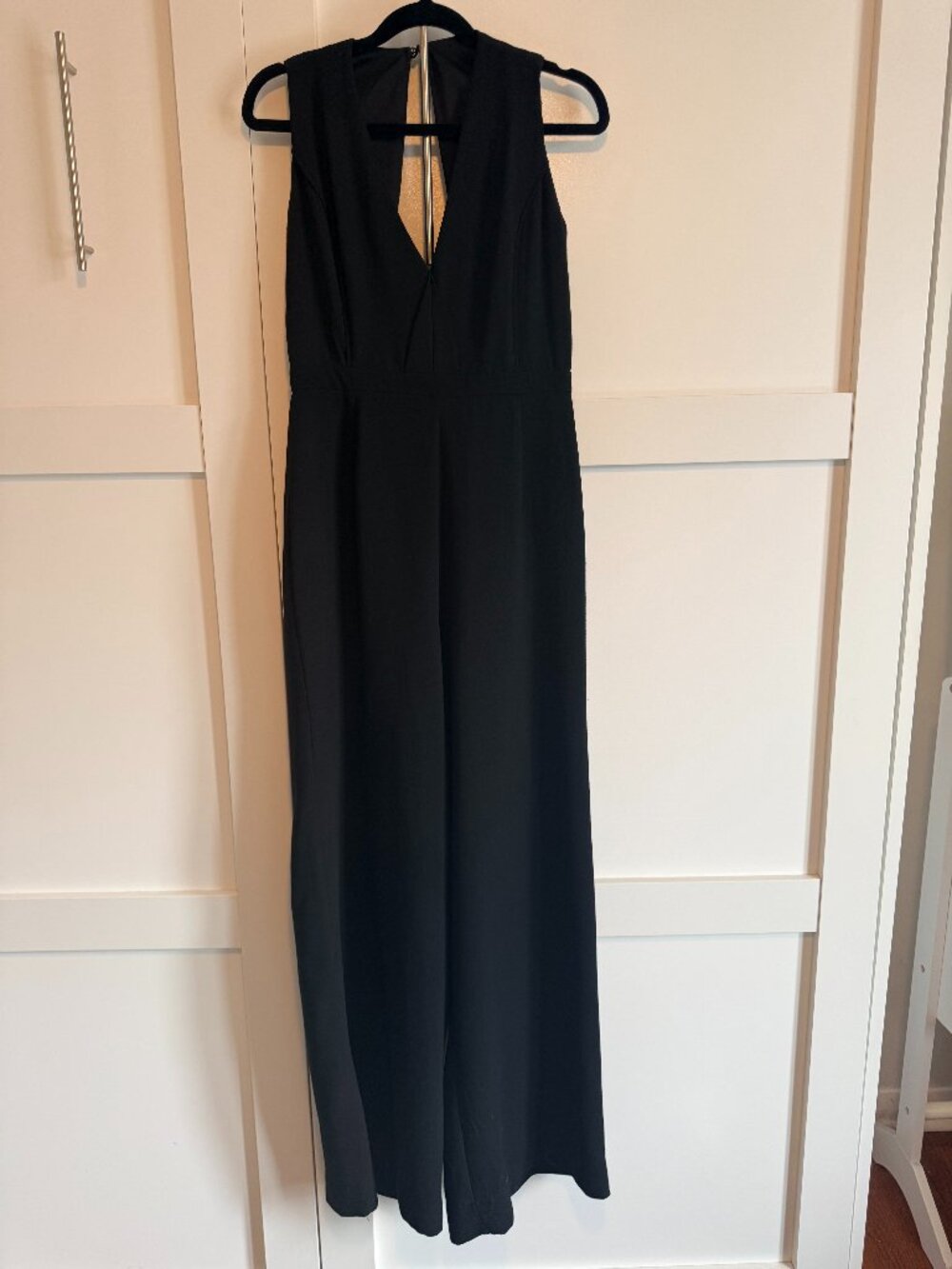 Bebe Jumpsuit: wide leg, cut out open back
